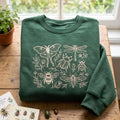 Botanical Insects Luna Moth Dragonfly Beetle Bee Ladybug Nature Lover embroidered sweatshirt — front view