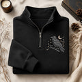 Raven Moon Stars Branch Gothic Celestial Bird embroidered sweatshirt — front view