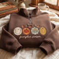 Pumpkin Season Four Framed Pumpkins Fall Leaves Stars embroidered sweatshirt — front view
