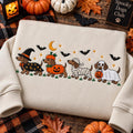 Halloween Dachshund Witch Pumpkin Mummy Ghost Costume Spooky Season embroidered sweatshirt — front view