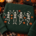 Halloween Dancing Skeletons Autumn Leaves Pumpkins embroidered sweatshirt — front view