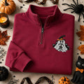 Halloween Ghost Witch Hat Black Cats Spooky embroidered sweatshirt — front view