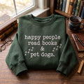 Happy People Read Books & Pet Dogs Paw Prints embroidered sweatshirt — front view