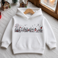 Christmas Winter Village Snowman Dog Cardinal Holiday Scene Embroidered Youth Hoodie