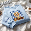 Personalized Dog Portrait Gingham Frame Fur Mama Pet Name embroidered sweatshirt — front view