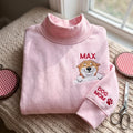 Personalized Dog Mom Smiling Dog Peeking Left Chest Sleeve embroidered hoodie — front view