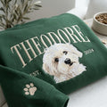 Personalized Custom Dog Portrait Name Year Paw Sleeve embroidered sweatshirt — front view