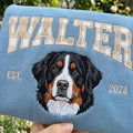 Personalized Custom Pet Face Gingham Varsity Name EST Year embroidered sweatshirt — front view