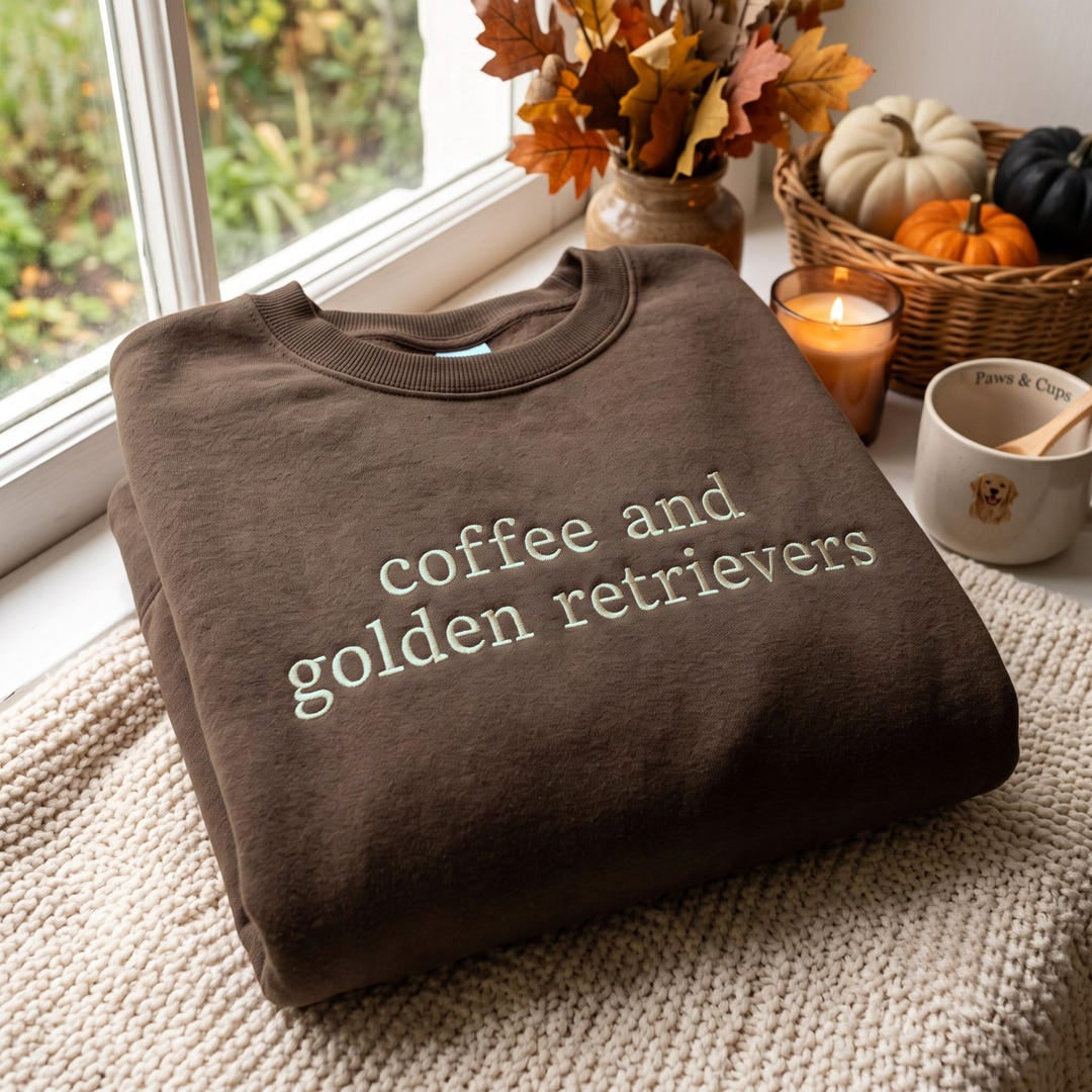 Coffee and Golden Retrievers Dog Lover embroidered sweatshirt — front view
