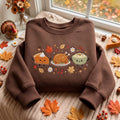 Thanksgiving Turkey Pumpkin Pie Mashed Potatoes Cute Kawaii Friendsgiving embroidered sweatshirt — front view