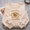 Personalized Golden Retriever Social Club EST 2026 Custom Sleeve Text embroidered sweatshirt — front view