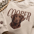 Personalized Custom Dog Portrait Name Chocolate Lab embroidered sweatshirt — front view