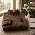Black Cat Silhouette Minimalist Left Chest embroidered sweatshirt — front view