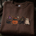 Halloween Witch Hat Black Cat Pumpkin Dragon Bat Ghost Spooky embroidered sweatshirt — front view