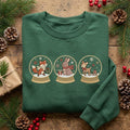 Christmas Woodland Snow Globe Fox Bunny Deer Forest Animals embroidered sweatshirt — front view