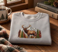 Elk Mountain Forest Pine Trees Wildlife Nature Outdoor embroidered sweatshirt — front view