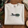 Loon Lake Forest Reflection Northwoods Wildlife embroidered sweatshirt — front view