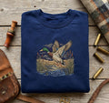 Mallard Duck Flying Wetland Cattails Wildlife Scene embroidered sweatshirt — front view