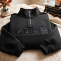 Halloween Four Bat Postage Stamp Spooky Goth embroidered sweatshirt — front view