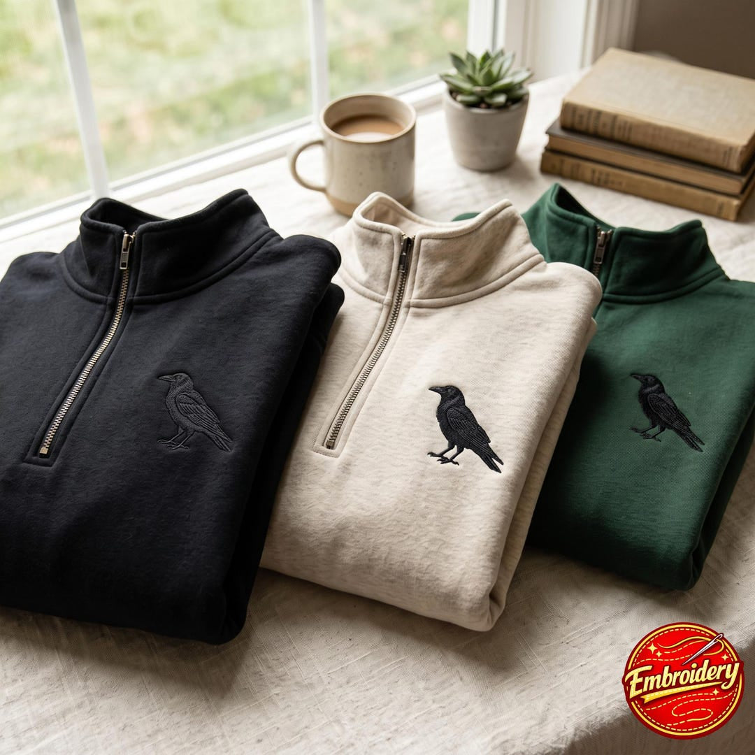 Raven Crow Left Chest embroidered sweatshirt — front view