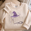 Halloween Witchy Witch Hat Broom Stars embroidered sweatshirt — front view