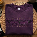 Halloween Gothic Bats Moon Phases Stars Border embroidered sweatshirt — front view
