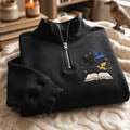 Fantasy Dragons Flying From Open Book Stars embroidered sweatshirt — front view