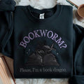 Bookworm Please I'm a Book Dragon Fantasy Dragon Open Book embroidered sweatshirt — front view