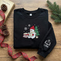 Personalized Christmas Snowman Reading Book Lover Sleeve Name embroidered sweatshirt — front view