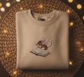 Fairy Mouse Reading Book Whimsical Bookworm embroidered sweatshirt — front view