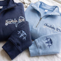 Personalized Nurse RN Caduceus Heartbeat Stethoscope embroidered sweatshirt — front view