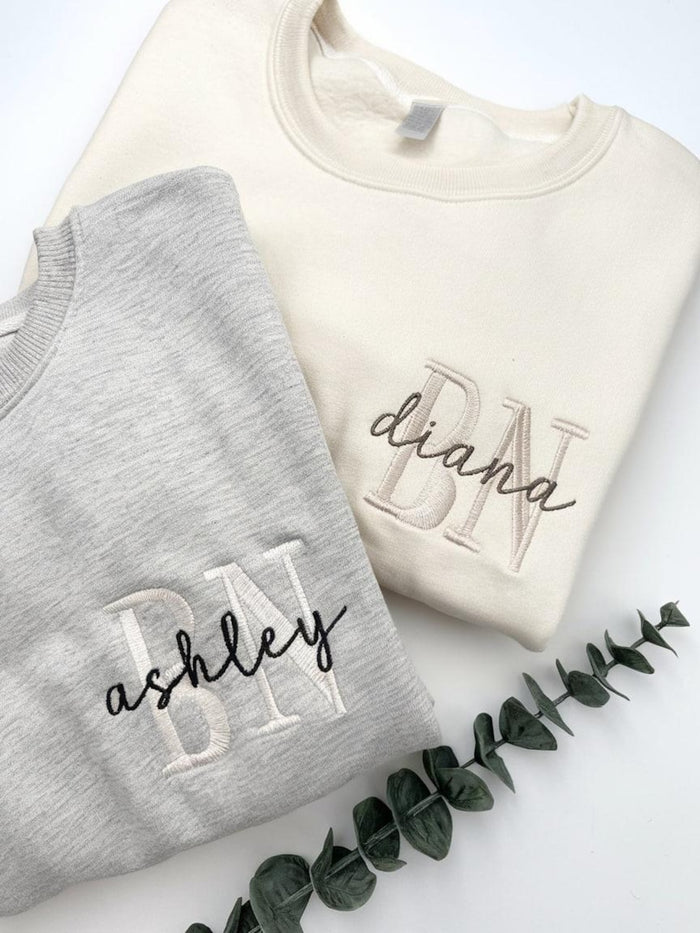 Personalized Monogram Name Block Letter Script Embroidered Hoodie