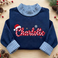 Personalized Candy Cane Name Santa Hat Snowflake Christmas embroidered sweatshirt — front view
