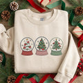 Christmas Tree Snow Globe Trio Holiday Festive embroidered sweatshirt — front view