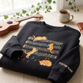 Personalized Cats Playing on Music Sheet Notes Colorful embroidered sweatshirt — front view