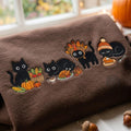 Thanksgiving Black Cat Turkey Harvest Pumpkin Pie Cozy Fall embroidered sweatshirt — front view