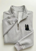 Cute Black Cat Loading Screen Eyes Minimalist embroidered sweatshirt — front view