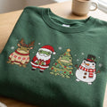 Christmas Frog Santa Reindeer Snowman Holiday Four Frogs embroidered sweatshirt — front view
