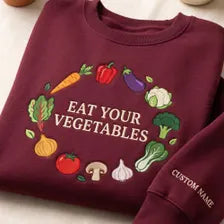 Personalized Eat Your Vegetables Garden Wreath embroidered sweatshirt — front view