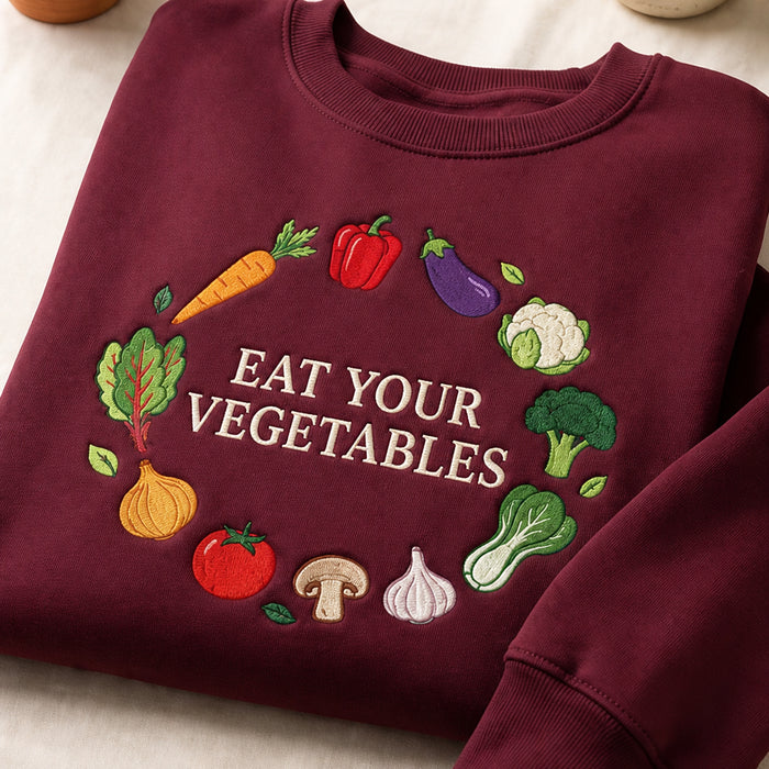 Personalized Eat Your Vegetables Garden Wreath Embroidered Sweatshirt