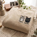 Personalized Two Cats Portrait Custom Pet Names embroidered sweatshirt — front view