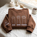 Personalized Cat Paw Rock Paper Scissors Funny Pet Name Sleeve embroidered sweatshirt — front view