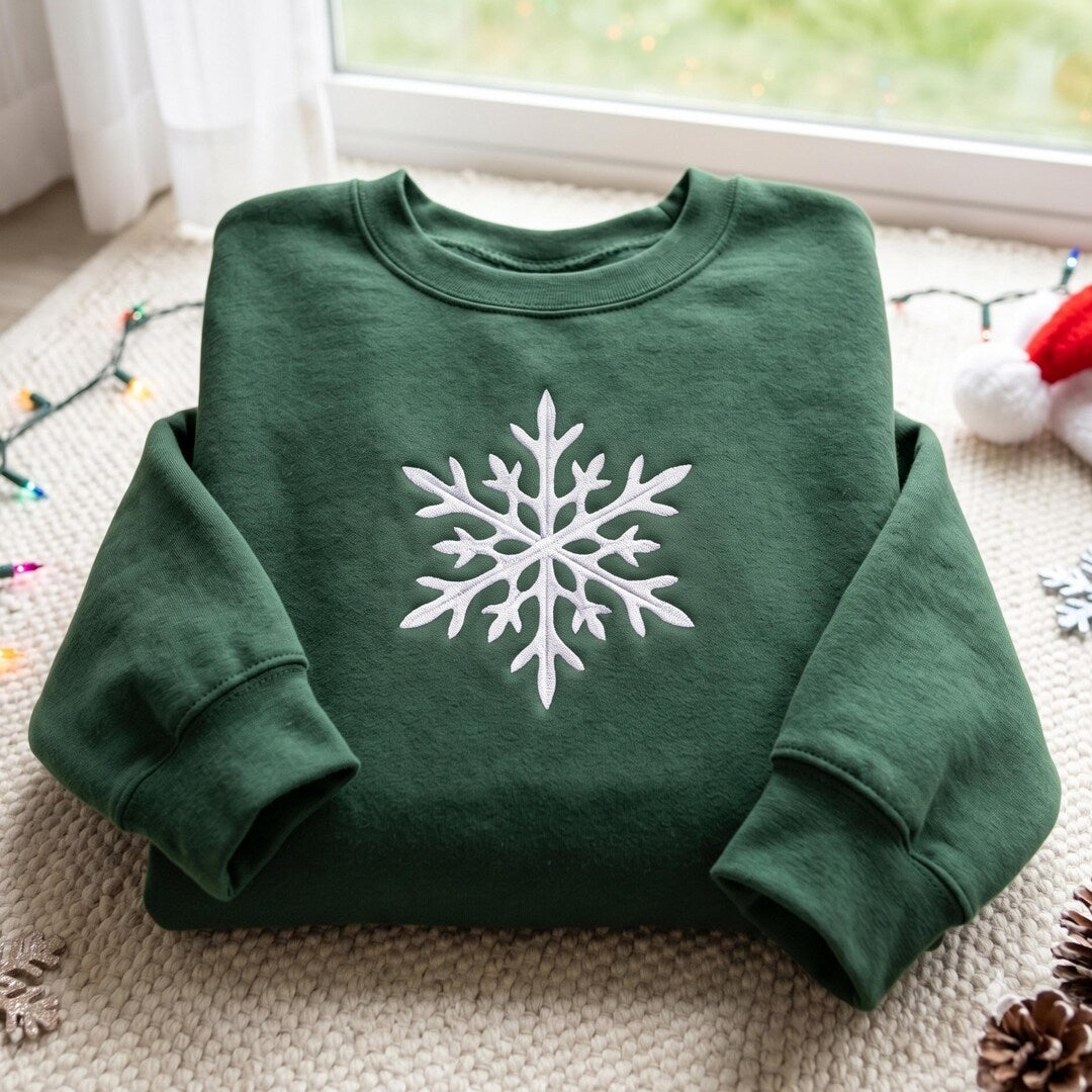 Snowflake Winter Holiday Christmas embroidered hoodie — front view