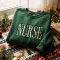 Christmas Nurse Holiday Lights String embroidered hoodie — front view