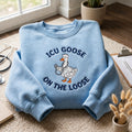 ICU Goose on the Loose Funny ICU Nurse Doctor Goose embroidered sweatshirt — front view
