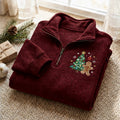 Christmas Gingerbread Man Christmas Tree Snowflakes Stars Ornament embroidered sweatshirt — front view