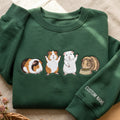 Personalized Four Guinea Pigs Cute Poses Custom Name embroidered sweatshirt — front view