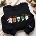 Personalized Christmas Dental Teeth Characters Santa Snowman Elf Dentist embroidered sweatshirt — front view