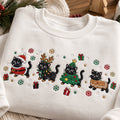 Christmas Black Cats Santa Reindeer Tree Gingerbread Snowflakes embroidered sweatshirt — front view