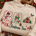 Oh Christmas Tree Snowman Candy Cane Gingerbread House Holiday embroidered sweatshirt — front view